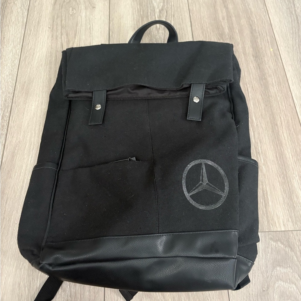 Mercedes Benz Black Canvas Backpack Laptop Bag Large Carryon Luggage